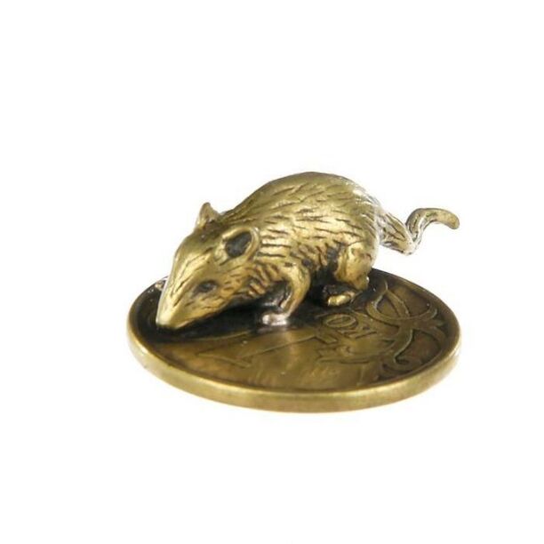 Mouse wallet charm with a coin for good luck in money matters